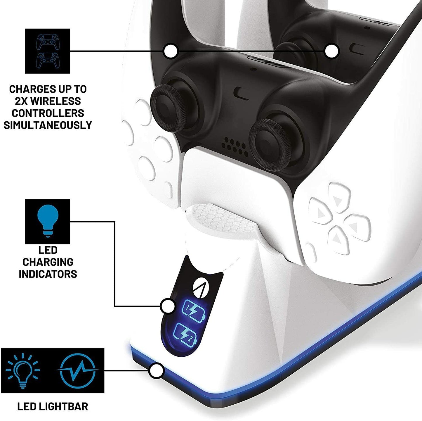 Stealth SP-C100V PS5 Ladestation  Twin USB + Play & Ladekabel weiß