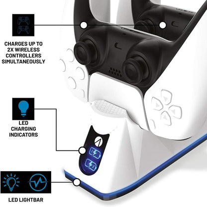 Stealth SP-C100V PS5 Ladestation  Twin USB + Play & Ladekabel weiß