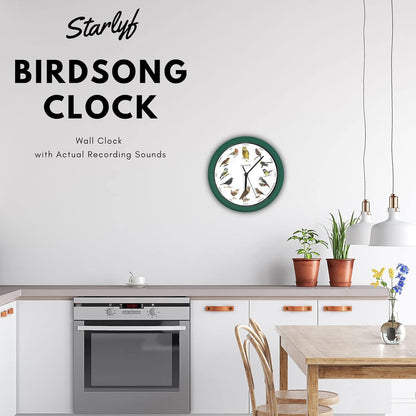 STARLYF Wanduhr mit Vogelstimmen mit echten Klängen von 12 verschiedenen Vögeln