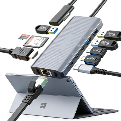 11-in-1 Surface Pro Docking Station, Surface Dock 4K@60HZ HDMI  für MS Surface Pro 12/11/10/9/...