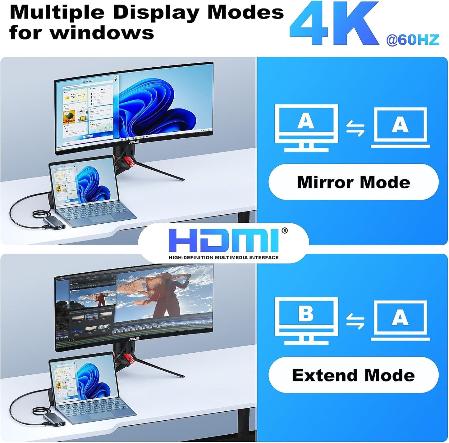 Surface Docking Station,10-in-1 Surface Dock mit HDMI,Ethernet,SD/TF-Steckplatz,