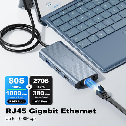 Surface Docking Station,10-in-1 Surface Dock mit HDMI,Ethernet,SD/TF-Steckplatz,