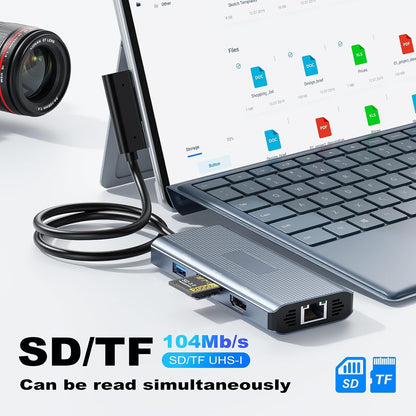 Surface Docking Station,10-in-1 Surface Dock mit HDMI,Ethernet,SD/TF-Steckplatz,