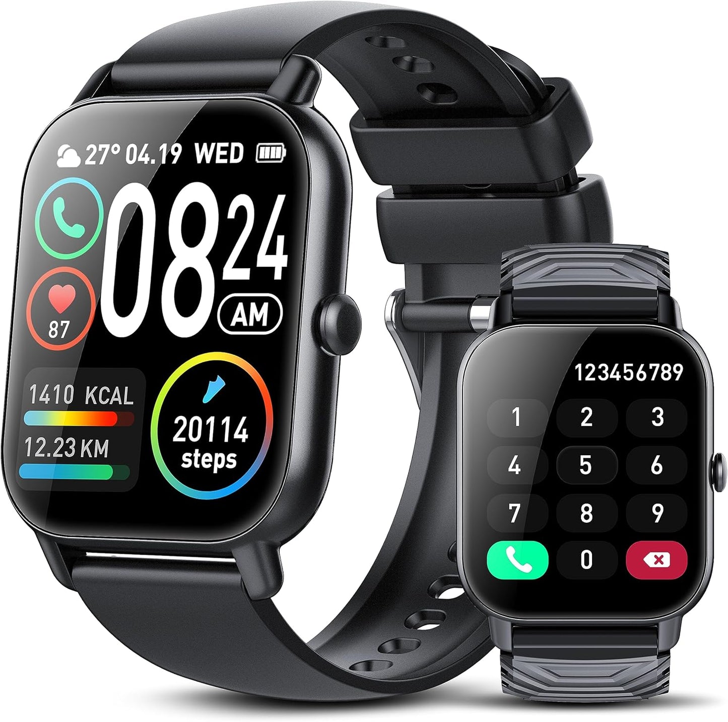Montre intelligente Sudugo avec fonction téléphonique, écran tactile de 1,85 pouces, 112 modes sportifs, étanchéité IP68, avec moniteur de fréquence cardiaque Schrittzähler pour iOS/Android