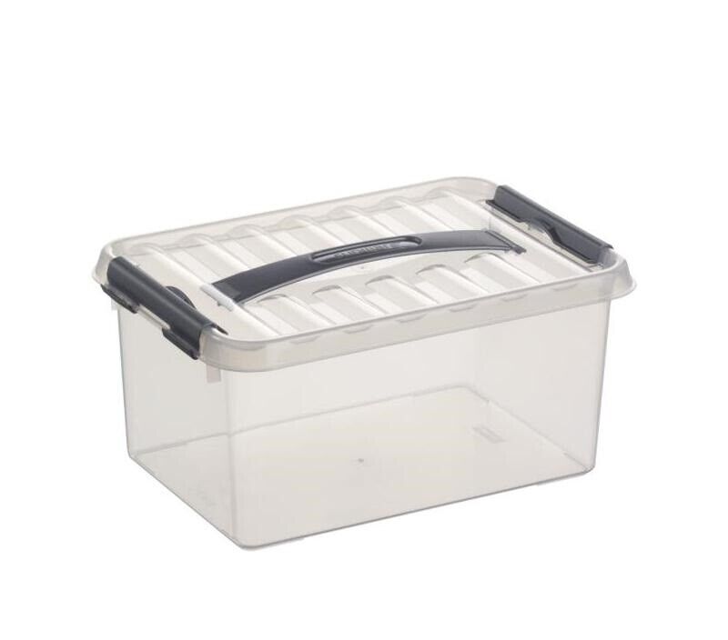 6 X SUNWARE Q-Line Box mit Griff 6,0 Liter 30 x 20 x 14cm transparent/grau 6 stück