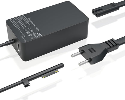 Surface Ladekabel 65W, 15V 4A Microsoft Surface Ladegerät Netzteil für Surface Pro 9/8/7+/7/6/ 5/4/3/X, Surface Laptop 4/3/2, Surface Go 3/2, Surface Book 3/2/1 Model 1706 1796 1800, mit USB-Port