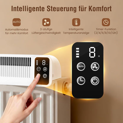 SURAIELEC Heizkörper Ventilator, 3 Lüfter mit Auto-Modus, 5200mAh Akku,Weiß
