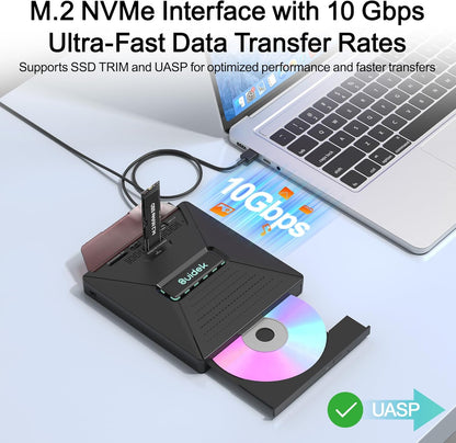 SUIDEK Externes CD DVD-Laufwerk für Laptops, tragbarer 7-in-1-CD DVD