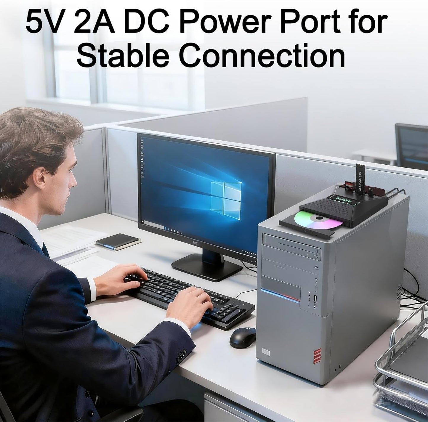 SUIDEK Externes CD DVD-Laufwerk für Laptops, tragbarer 7-in-1-CD DVD