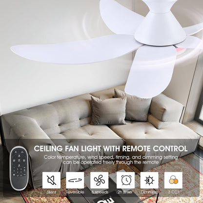 Surtime Deckenventilator mit Beleuchtung Leise, 117cm mit Licht und Fernbedienung