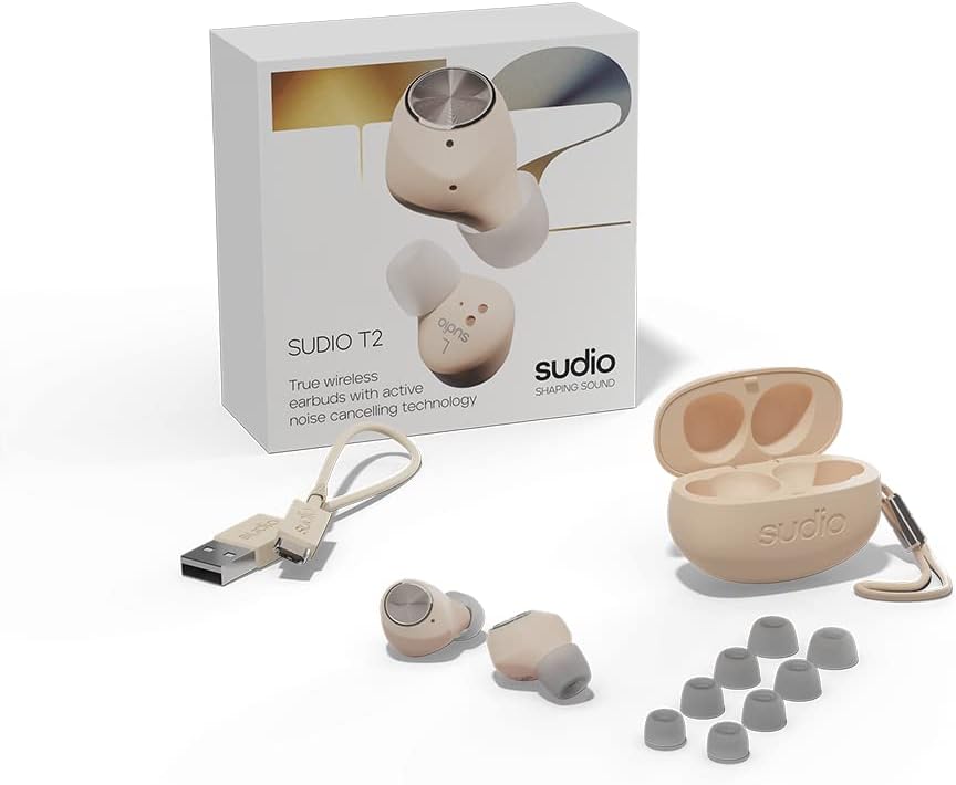 Sudio T2 Kabellose Kopfhörer  Bluetooth 5.2,Noise Cancelling,(Sand)