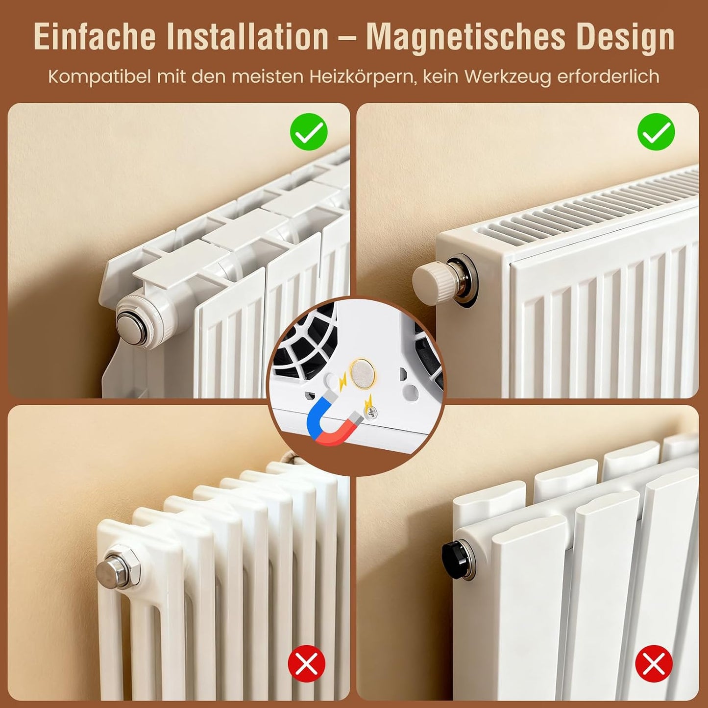 SURAIELEC Heizkörper Ventilator, 3 Lüfter mit Auto-Modus, 5200mAh Akku,Weiß
