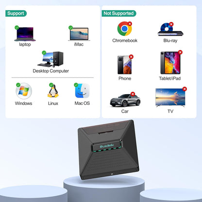 SUIDEK Externes CD DVD-Laufwerk für Laptops, tragbarer 7-in-1-CD DVD