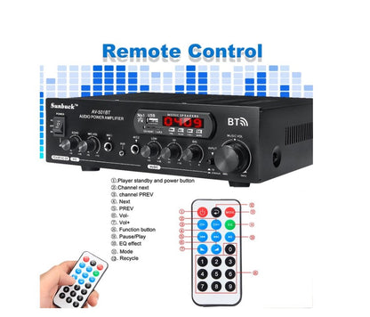 Sunbuck Heim Récepteur stéréo stéréo 1200 W Bluetooth Audio-Leistungsverstärker 110 V/220 V DC 12 V Entrée AUX USB SD 2 * Entrée microphone