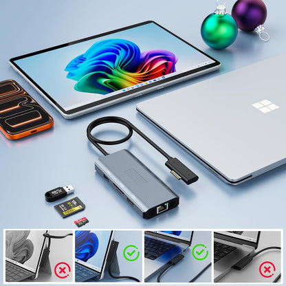 11-in-1 Surface Pro Docking Station, Surface Dock 4K@60HZ HDMI  für MS Surface Pro 12/11/10/9/...