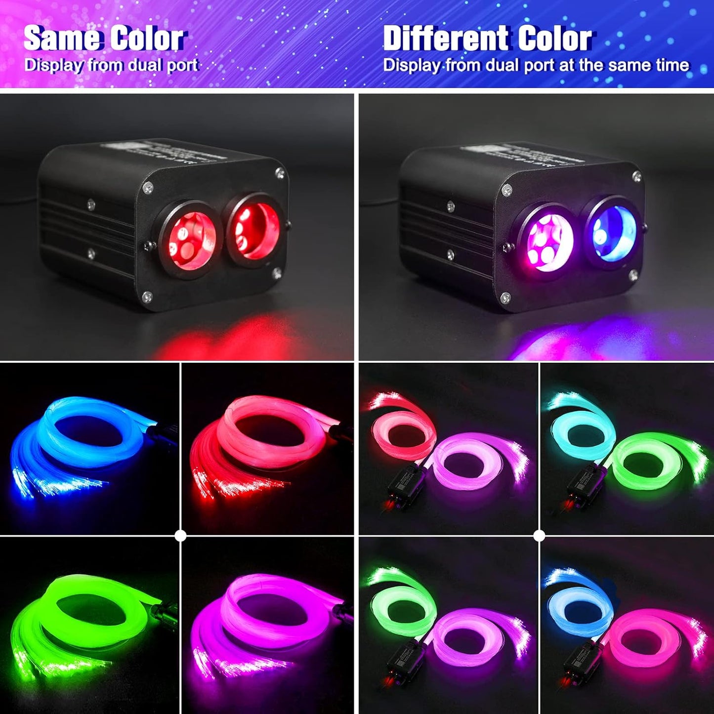 SUNKENET 20W Twinkle Sternenhimmel Auto, 800pcs*0.75mm*4m Sternenhimmel Glasfaser RGBW
