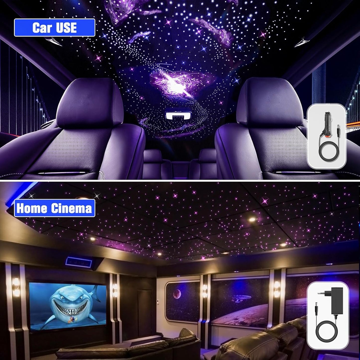 SUNKENET 20W Twinkle Sternenhimmel Auto, 800pcs*0.75mm*4m Sternenhimmel Glasfaser RGBW