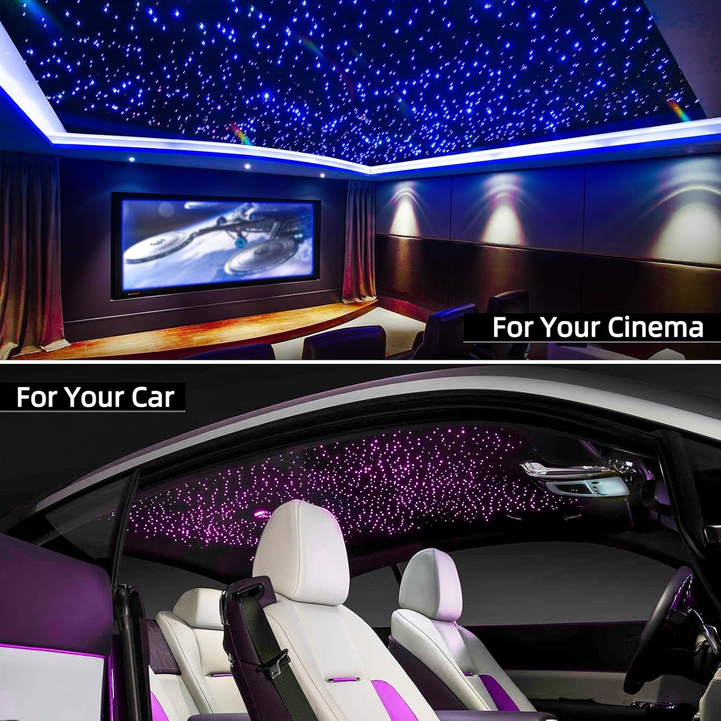SUNKENET 20W Twinkle Sternenhimmel Auto, 800pcs*0.75mm*4m Sternenhimmel Glasfaser RGBW