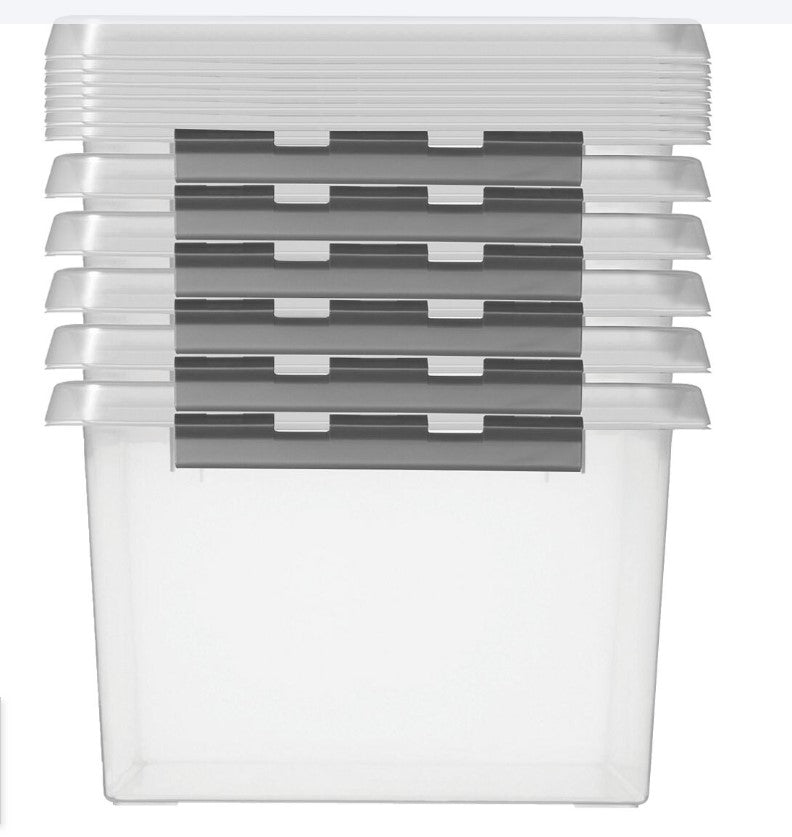6 X Sunware Aufbewahrungsbox mit Deckel 36 Liter 400x260x500mm transparent 6 stück