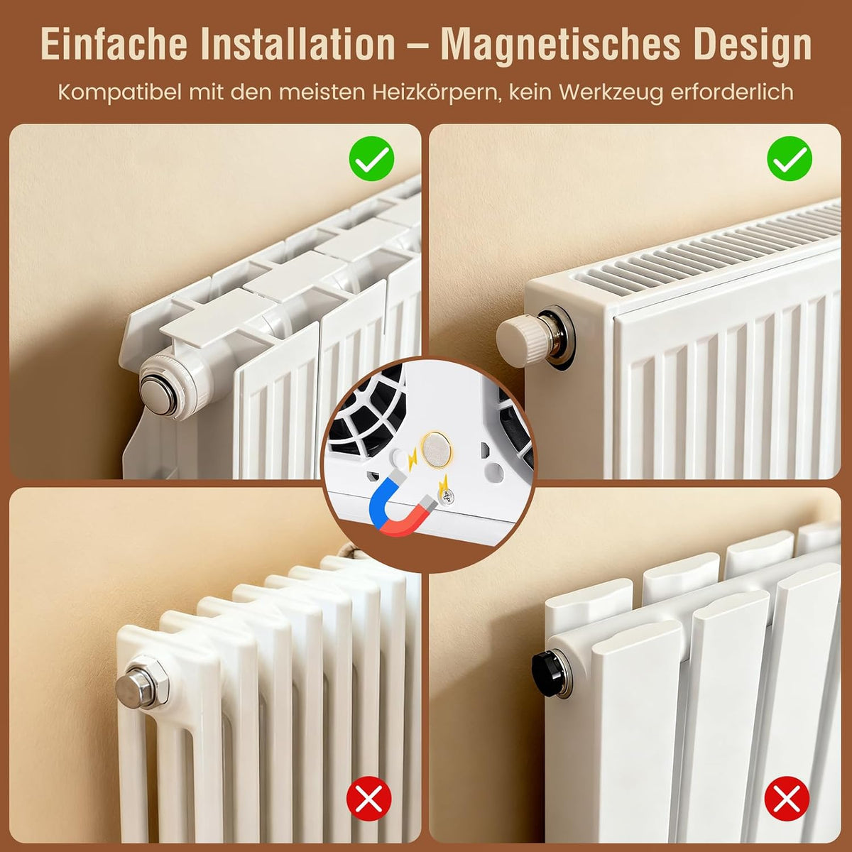 SURAIELEC Heizkörper Ventilator, 3 Lüfter mit Auto-Modus, 5200mAh Weiß