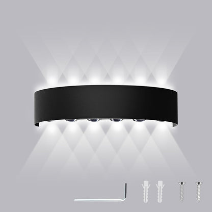 Swavitie Led Wandleuchte 12W  6500K Kaltes Weiß Up and Down Leuchten IP66  Schwarz