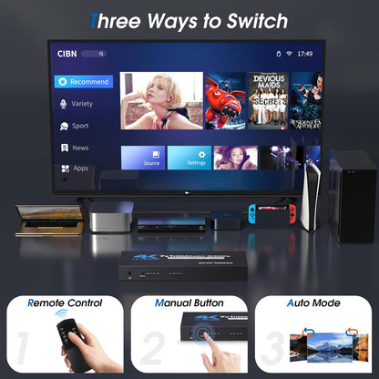 HDMI-Switch (7 Eingänge / 1 Ausgang), 4K@60Hz HDMI-Umschalter mit Fernbedienung
