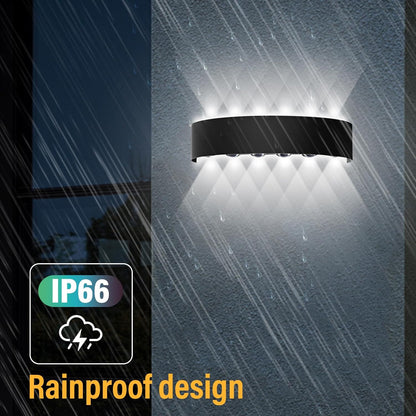 Swavitie Led Wandleuchte 12W  6500K Kaltes Weiß Up and Down Leuchten IP66  Schwarz