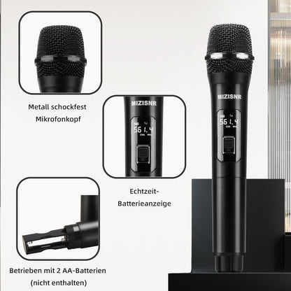Sowoitig 4-Kanal UHF Funkmikrofon Set mit 4 kabellosen Handmikrofonen Empfänger