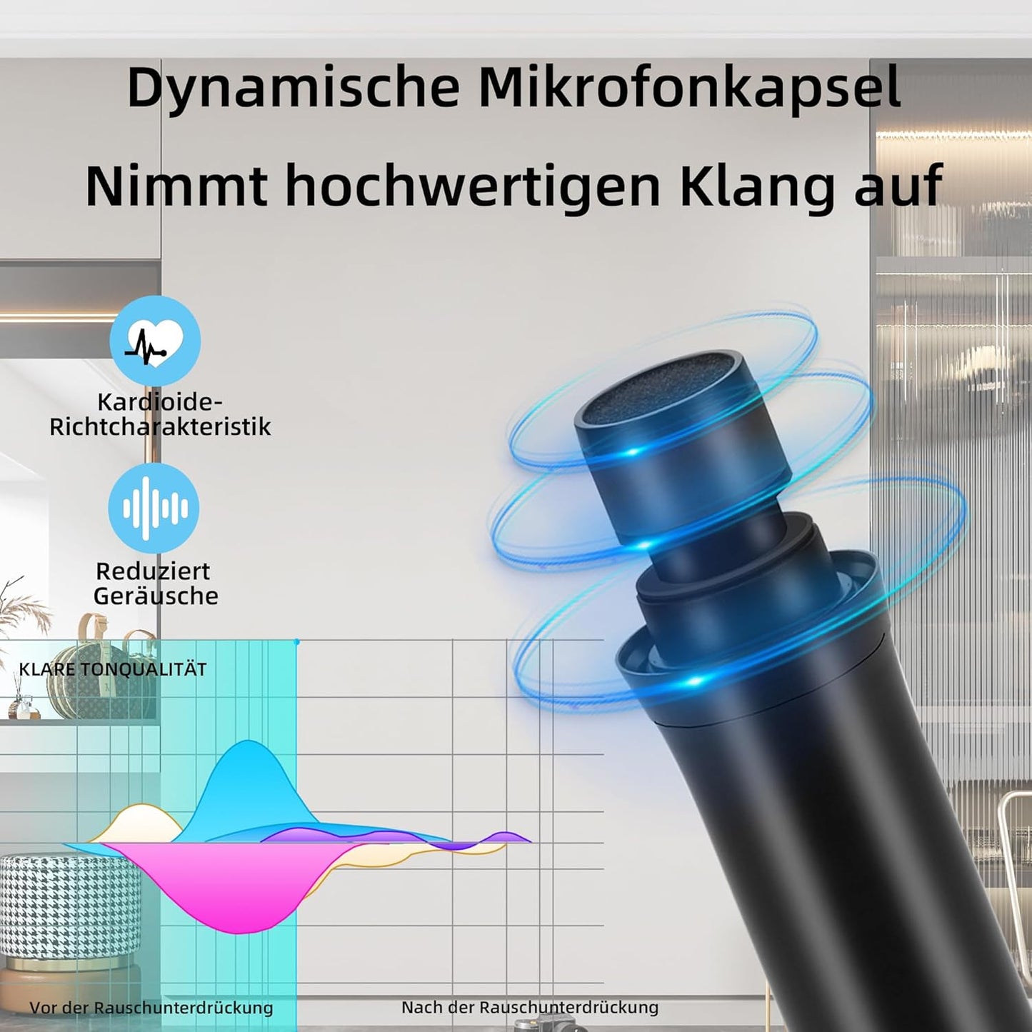 Sowoitig 4-Kanal UHF Funkmikrofon Set mit 4 kabellosen Handmikrofonen Empfänger