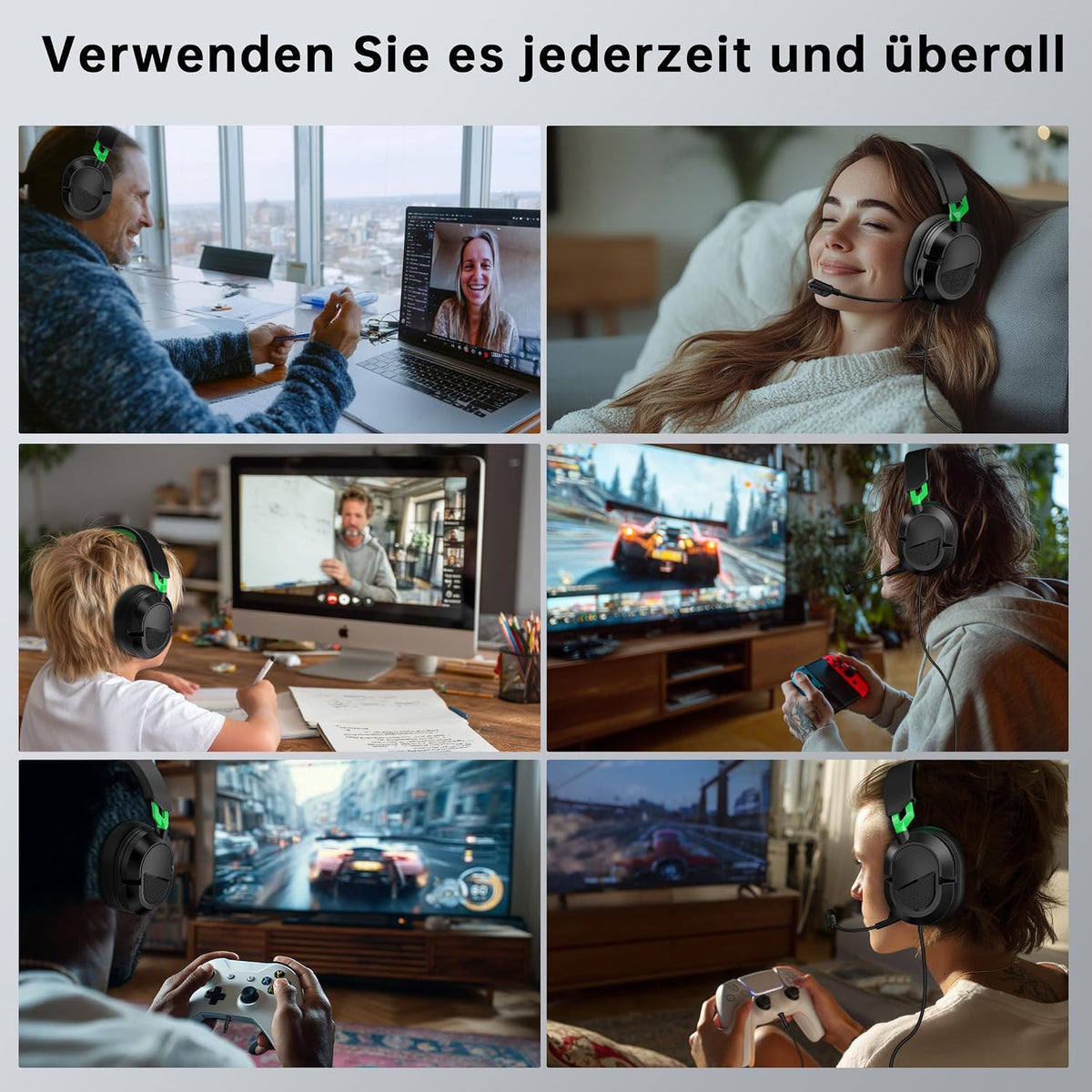 Syndesmos Gaming-Headset für PS5, PS4, PC, Xbox, Nintendo Switch, Headset mit Mikrofon