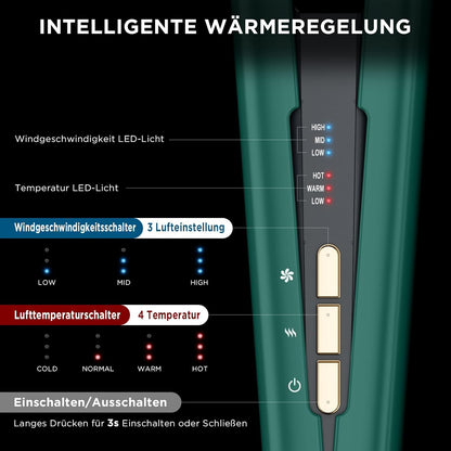 PARWIN PRO BEAUTY Air Haarglätter, Ionen Air Glätteisen 1200W, Dunkelgrün