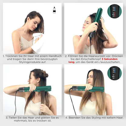 PARWIN PRO BEAUTY Air Haarglätter, Ionen Air Glätteisen 1200W, Dunkelgrün