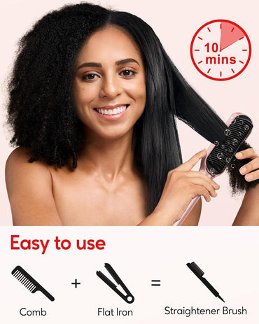 Terviiix Frizz Buster Ionic Haarglätter Bürste mit MCH Heizung, Gold