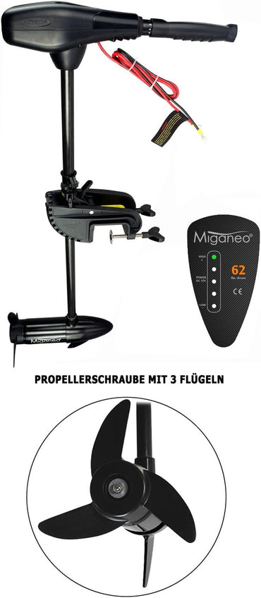 Terena Miganeo Aussenborder Moteur électrique 62 lbs -2006kg Schubkraft 696 Watt - LED -12 Volt 28,2kp salzwassertauglich