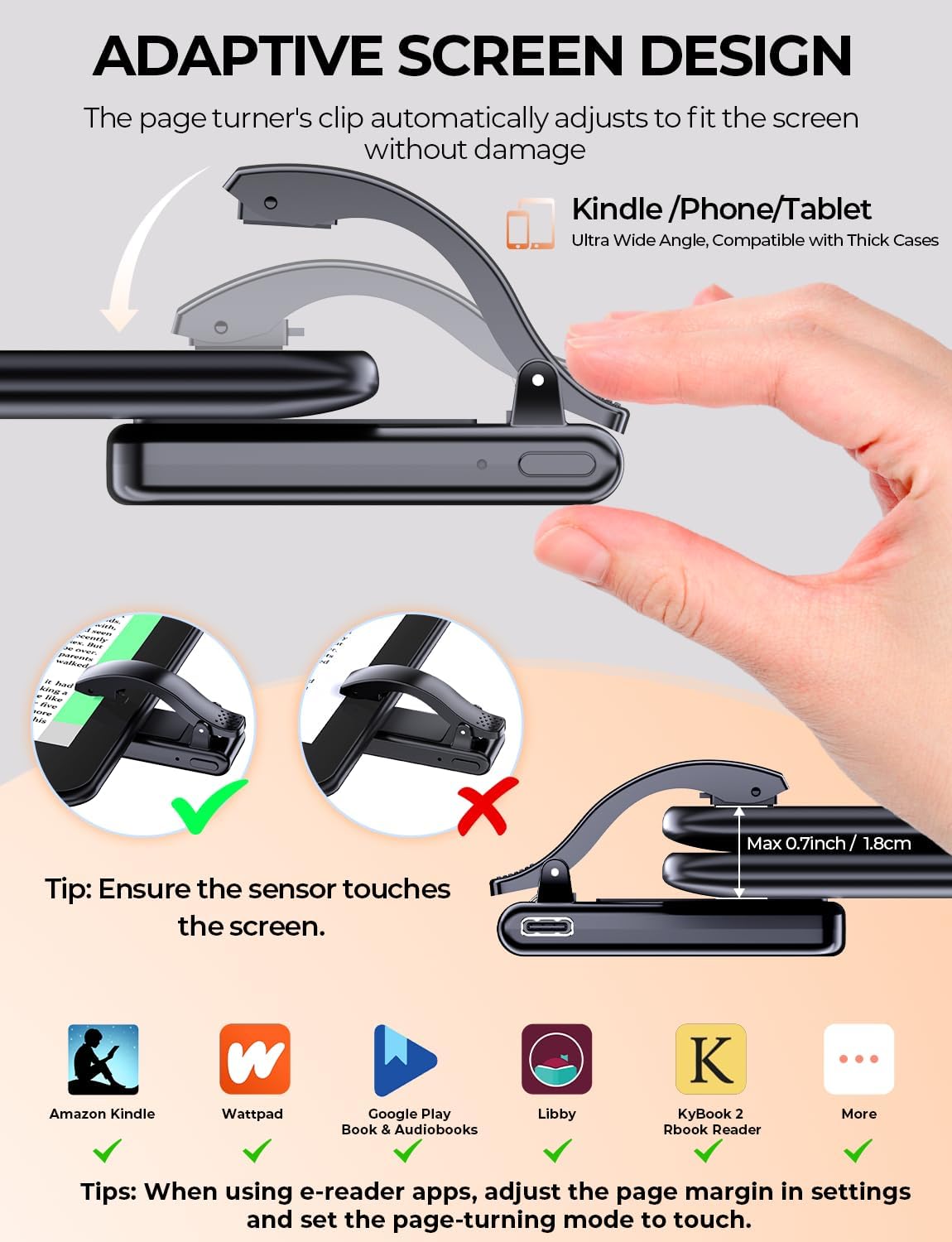 Tryone Tablet Bodenständer mit RF Fernbedienung von 4,7-16.1 Zoll Seitenwenden zum Lesen für Kindle, von 4,7-16.1 Zoll