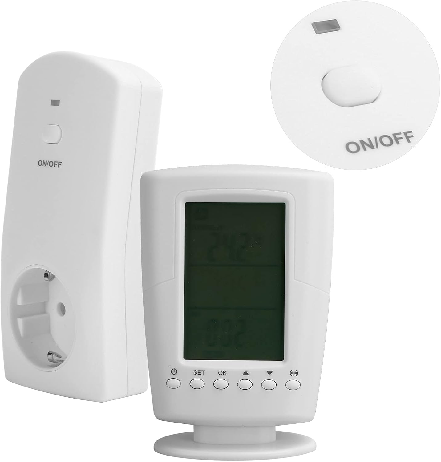 TS-2000 Thermostatsteckdose, Funk-Fernprogrammierbarer Thermostatregler mit Hintergrundbeleuchtung LCD-Display