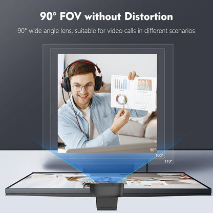 TOALLIN 1080P Full HD-Webcam mit Zwei Mikrofonen  90°-Weitwinkelansicht USB