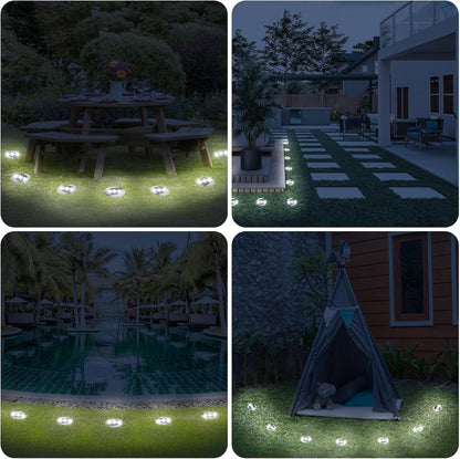 TOSHIN Solarleuchte für den Boden, Garten, wasserdicht, IP65, Solarstrahler rund, kaltweiß, 8 Stück 