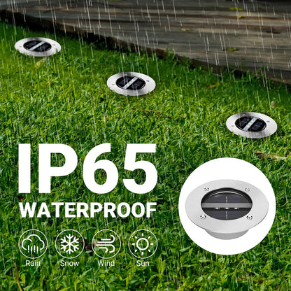 TOSHIN Solarleuchte für den Boden, Garten, wasserdicht, IP65, Solarstrahler rund, kaltweiß, 8 Stück 