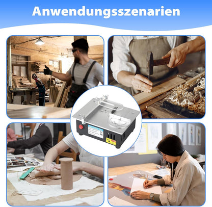 Mini Tischkreissäge mit 4 Klingen, 96W Tischsäge Klein mit 7-Gang-Netzteil