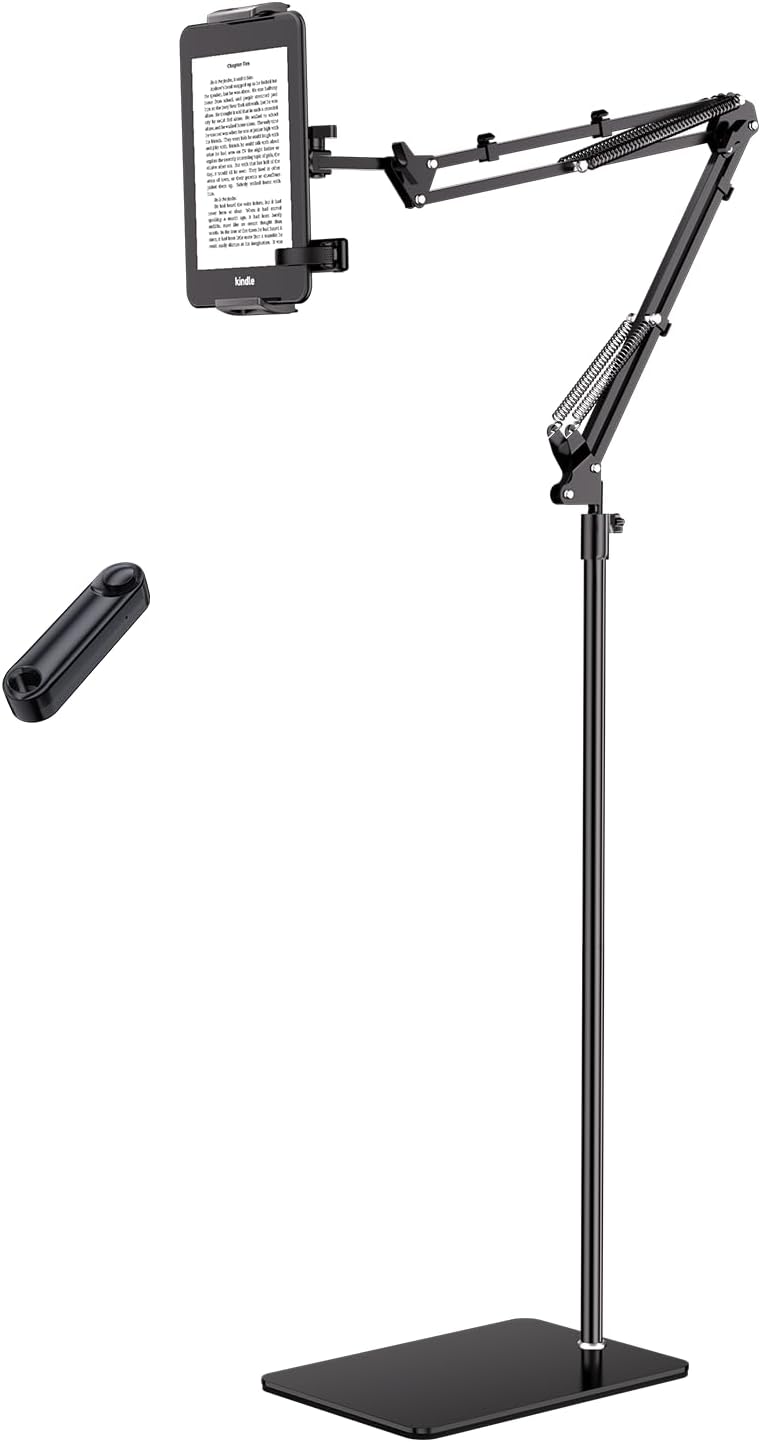 Tryone Tablet Bodenständer mit RF Fernbedienung von 4,7-16.1 Zoll Seitenwenden zum Lesen für Kindle, von 4,7-16.1 Zoll