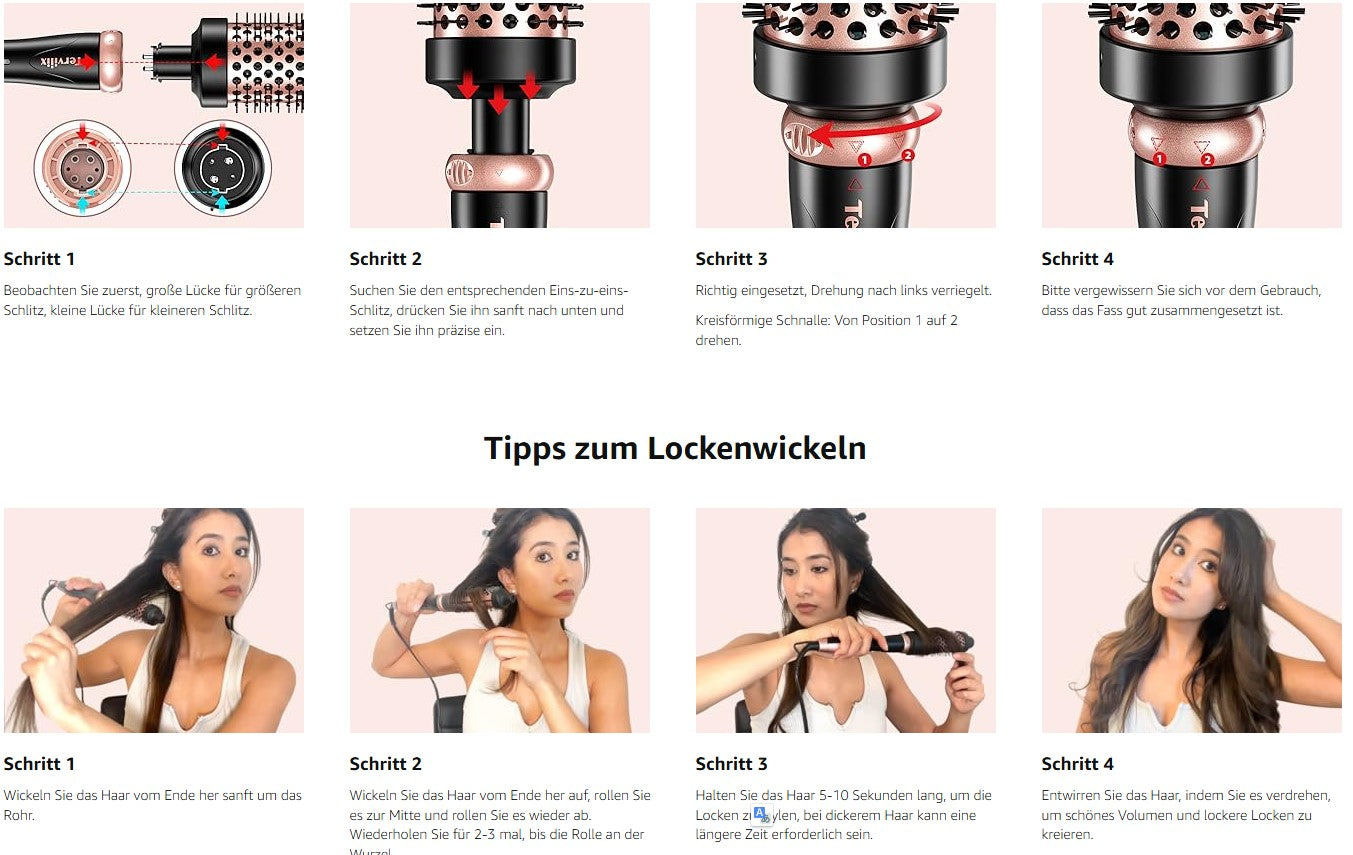 Terviiix Thermobürsten-Set 3-in-1, One Temp 200℃ Heizbürste zum Verdicken und Bürsten von Haaren, schnell reinigende Keramik-Heißbürste, abrasive Thermobürste, Dual-Spannung