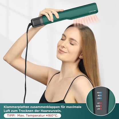 PARWIN PRO BEAUTY Air Haarglätter, Ionen Air Glätteisen 1200W, Dunkelgrün