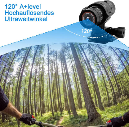 TANGMI Action Cam, 1080P HD Helmkamera, 120° Weitwinkel Video/Fotoaufnahme für Fahrrad, Motorrad und Auto
