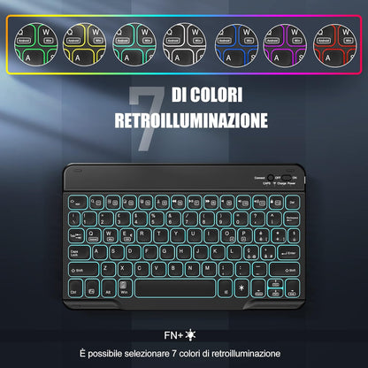 Tastatur Wireless Bluetooth italienisches Layout 25X18 cm für iPad, iPad Pro, iPad Air, Samsung, Mac, MacBook, Lenovo, Huawei Tablet,