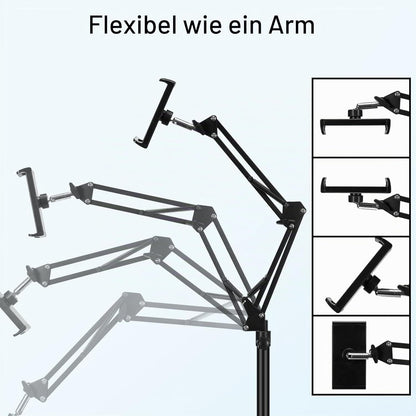 Tablet-Bodenständer, verstellbar,Metall-Tablet-Halterung, Handy-Ständer, 4,5~13 Zoll (schwarz)