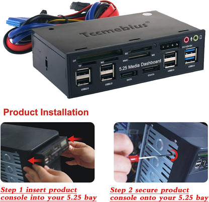 Tccmebius TCC-QL5E 5.25 Zoll PC Multifunktionale Dashboard Media Frontplatte Audio