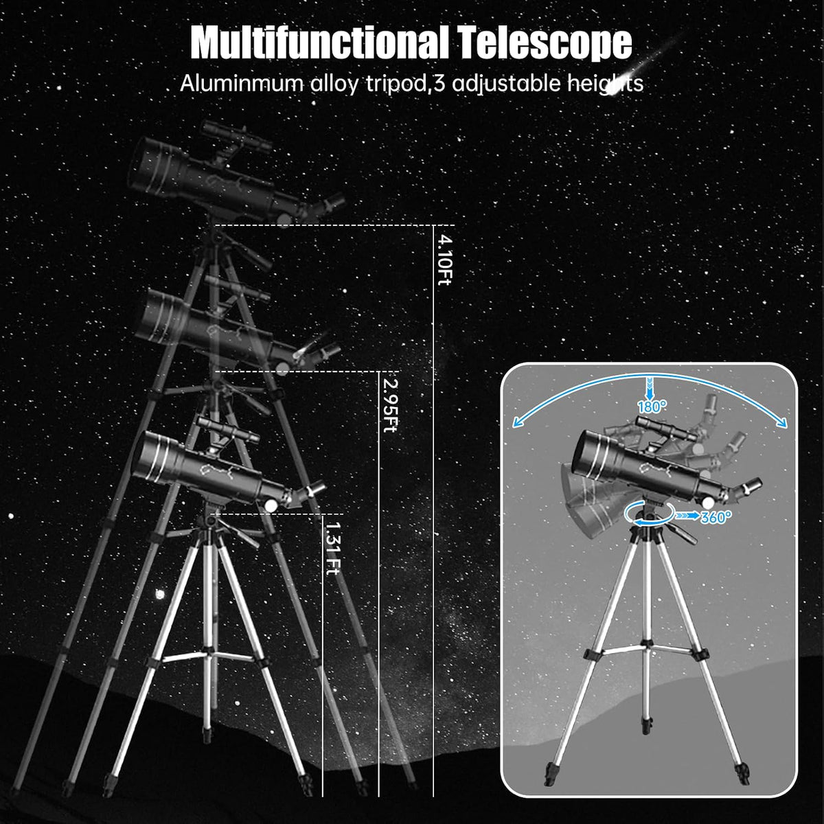 F40070M  Teleskop 70 mm - Anfänger - Alle Altersgruppen - Astronomie-Enthusiasten