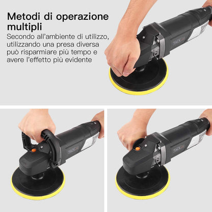 Tacklife PPGJ01A 7-Zoll-12,5-Ampere-Poliermaschine mit variabler Geschwindigkeit, digitalem Bildschirm und LCD-Anzeige, abnehmbaren Griffen