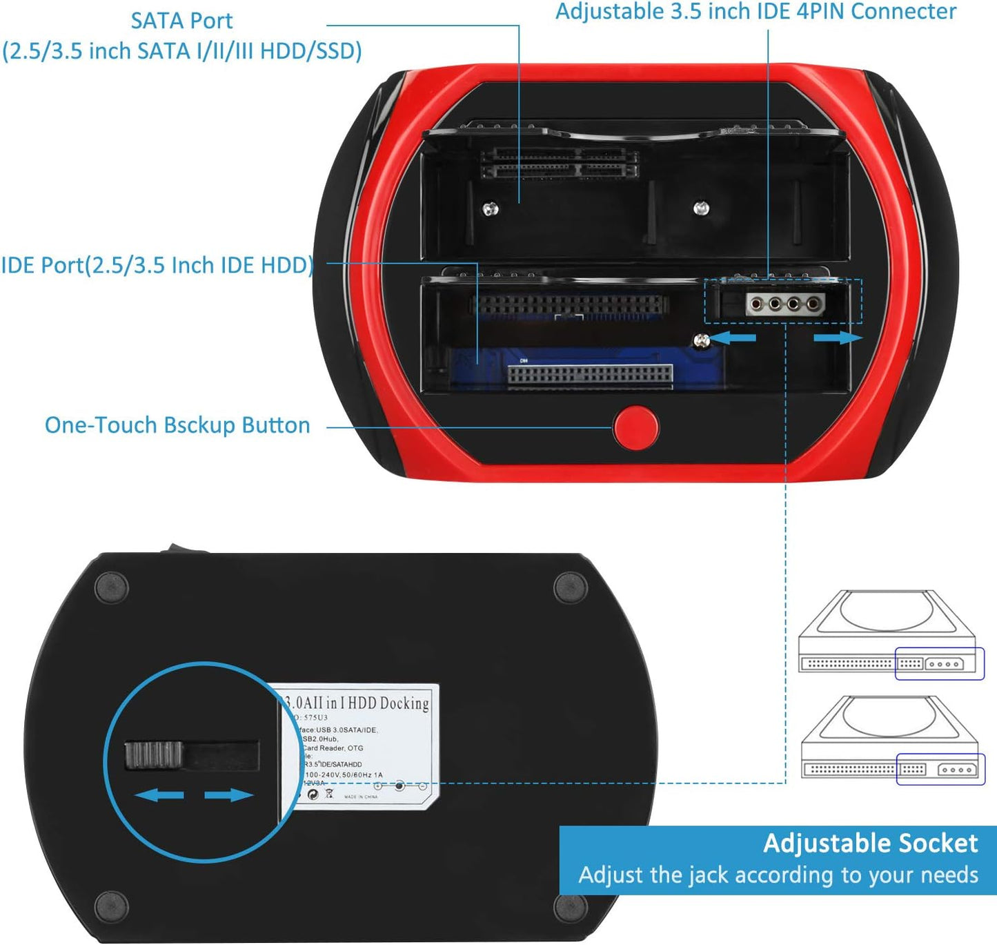 Tccmebius TCC-S862-DE USB 2.0 zu SATA IDE Dual-Bay HDD Festplatte Docking-Station